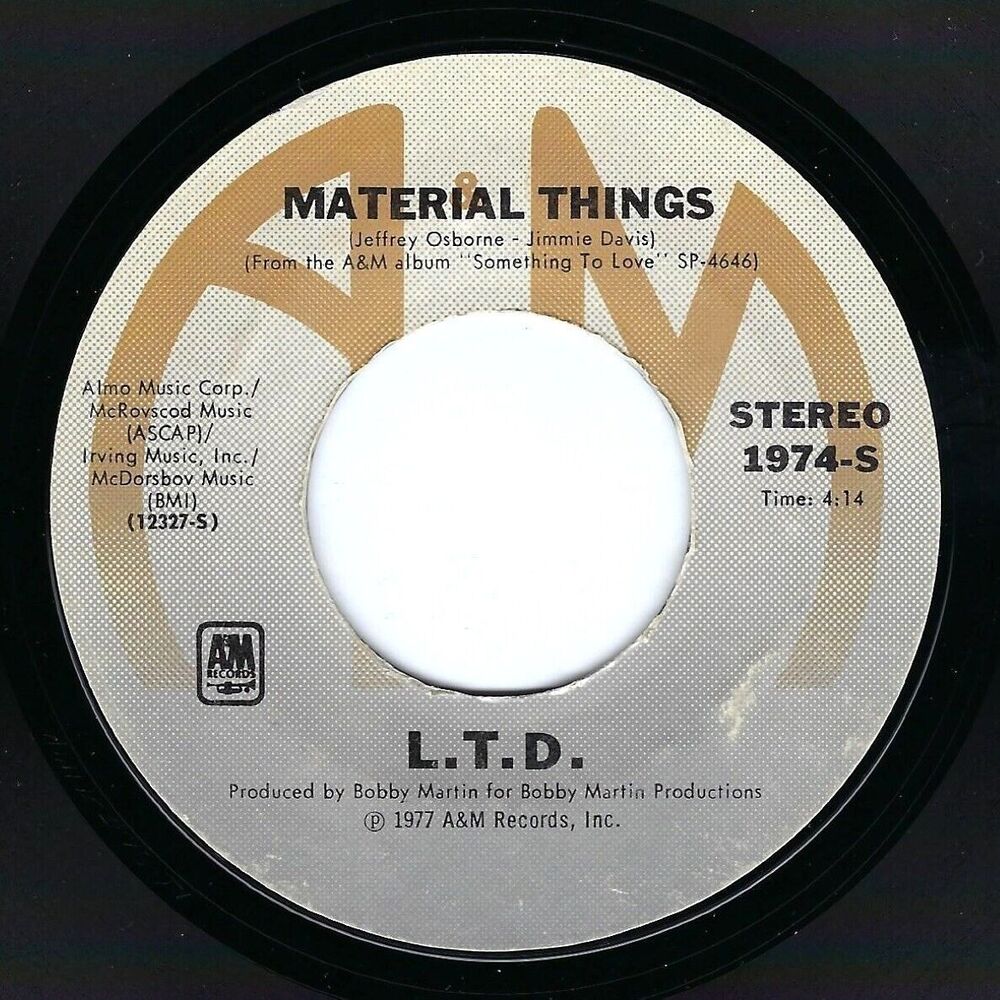 L.T.D. 45 RPM - Back In Love Again / Material Things - A&M EX Funk - Picture 2 of 2